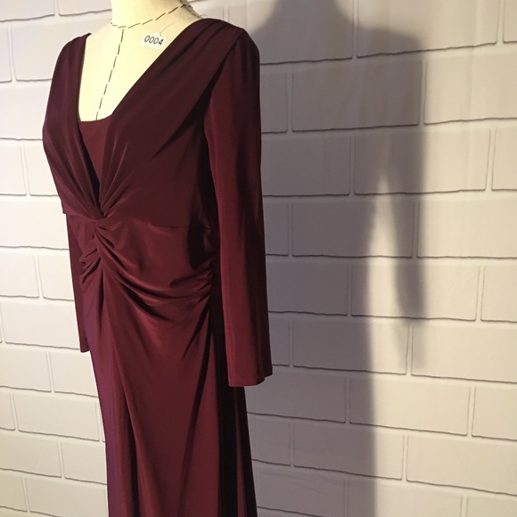 Chaps Burgundy Tight Fitted Dress Size Large - Picture 3 of 6